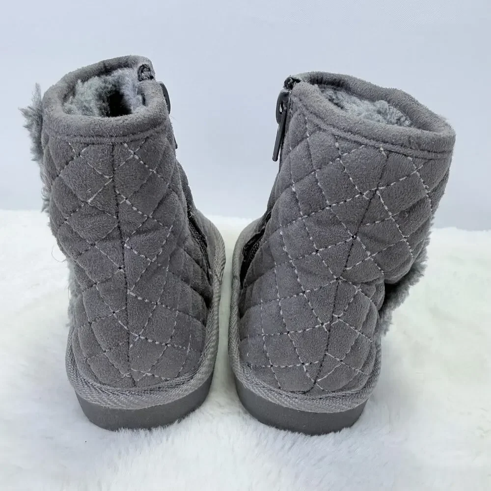 Michael Kors Little Girls Gray Faux Fur Winter Boots Size 7